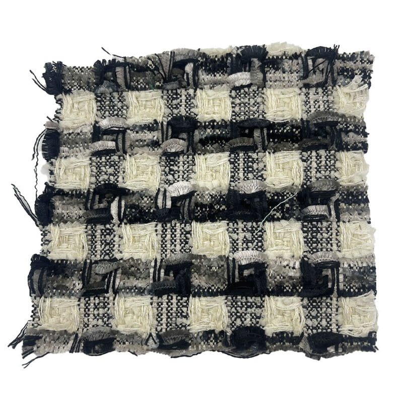 Luksus svart grå fin tekstur rutete vevde tweed stoffer for kåper 22042