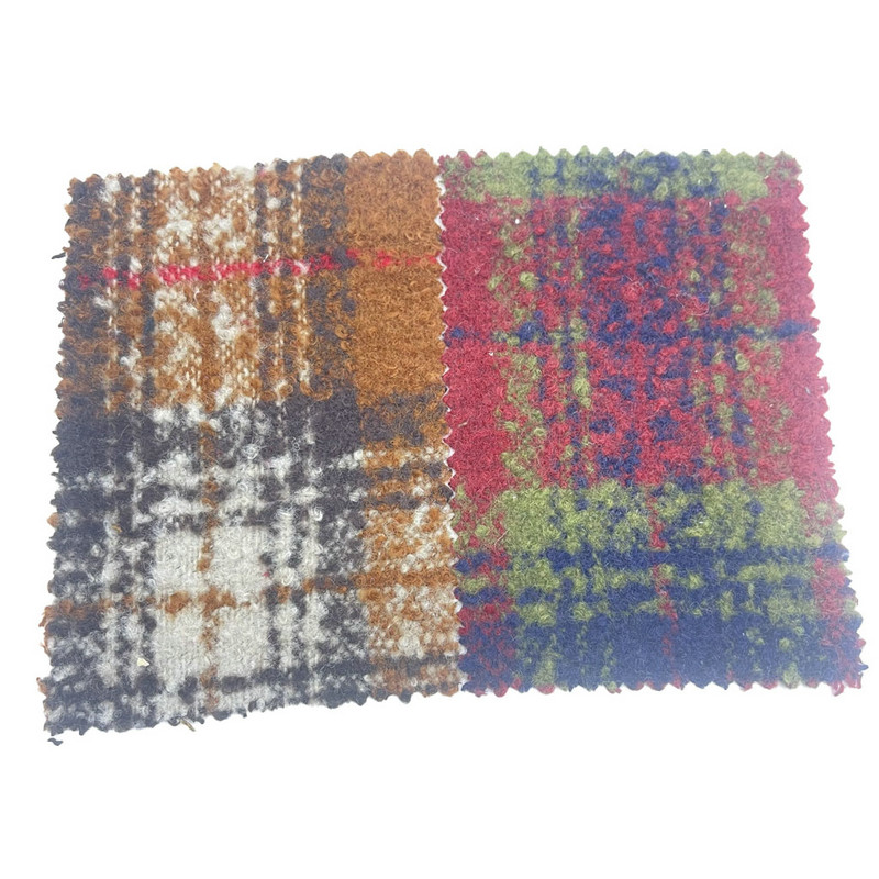 Teddy Tartan Rutebørste Ull Jacquard Tweed Stoffer Til Jakker 3851