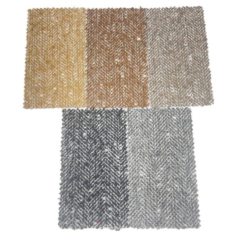 Bubble Herringbone Grå Hvit Ull Tykke Tweed Stoffer For Klær om Vinter 3906