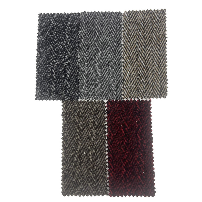 Svart rød ull fiskebein børste tykke tweed stoffer for plagg 4298