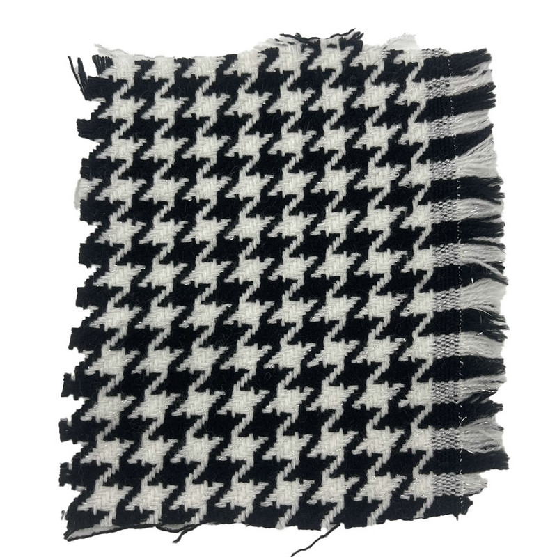 Svart Hvit Akryl Metallic Houndstooth Jacquard Tweed Stoffer For møbeltrekk